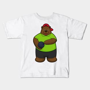 Bear at Bowling with Bowling ball Kids T-Shirt